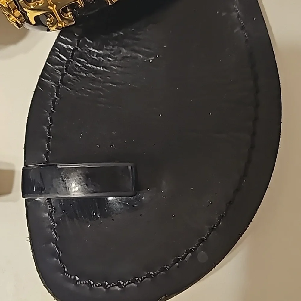 Tory Burch Black Sandal with Gold Logo Accent